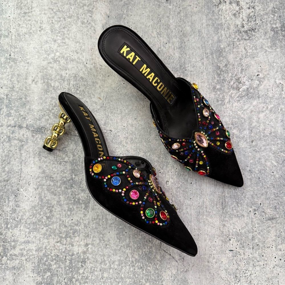 Kat Maconie Faye Crystal Butterfly Pointed Toe Mule 39